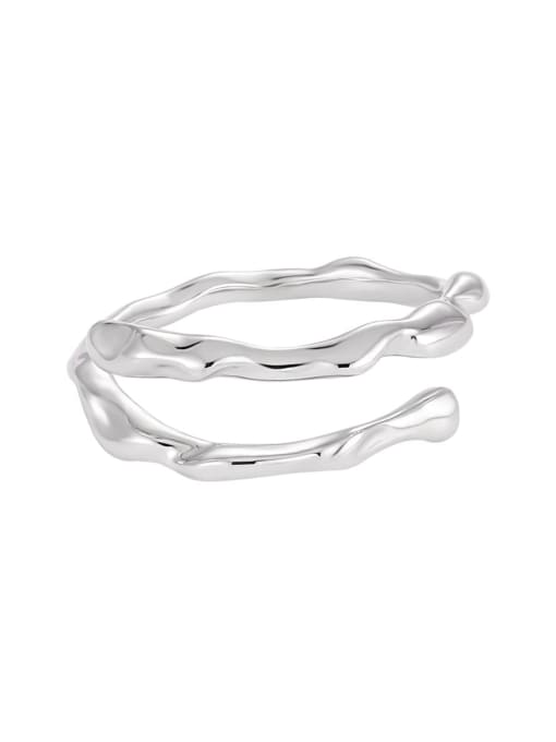 Platinum [adjustable size 15] 925 Sterling Silver Geometric Minimalist Stackable Ring
